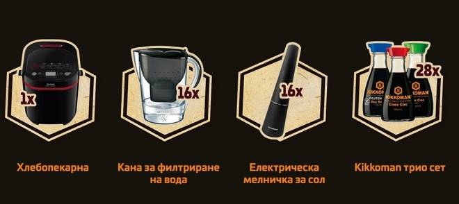 Спечелете хлебопекарна, кани за вода, мелнички и сетове Kikkoman