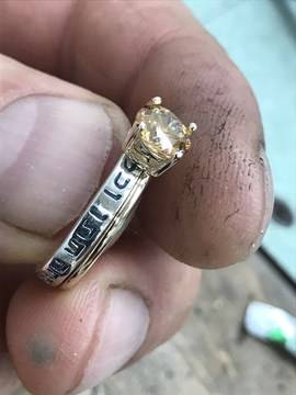 KABBALAH* сребърен пръстен с 14 каратово злато Angel Stone
