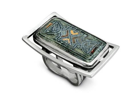 Дамски сребърен пръстен с керамика 714R