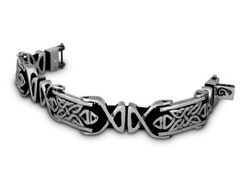 Мъжка сребърна гривна с кожа 358-3T