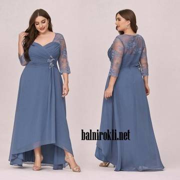 Асиметрична Официална Елегантна Синя Рокля Макси Дами