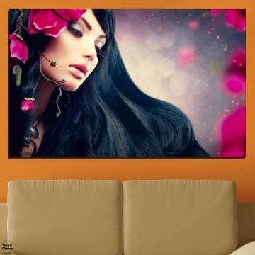 Картина пано за стена от 1 част – Дама с цветя в косите – HD-138-1