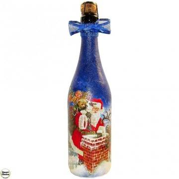 Ръчно декорирана бутилка коледно шампанско. Модел – DM-7000