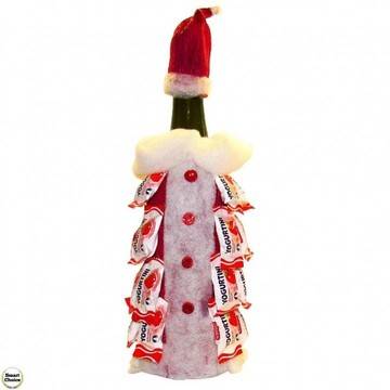 Ръчно декорирана бутилка Коледно шампанско с бонбони. Модел – DM-7002
