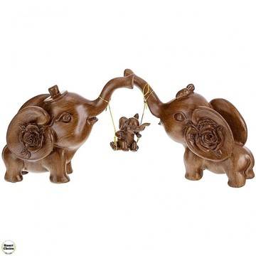 Комплект три Фън Шуй статуетки на семейство слончета – 40 см