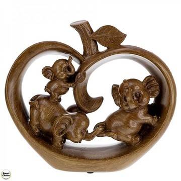 Фън Шуй статуетка ябълка с весели слончета – 30 см