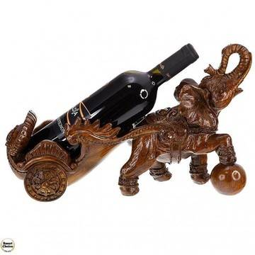Статуетка – поставка за вино от полирезин слон с колесница – 41 см