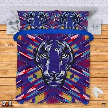 Комплект спално бельо – Лилав абстрактен лъв. Модел – 002-491