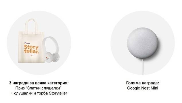 Спечелете безжична колонка Google Nest Mini, слушалки и торби Storyteller