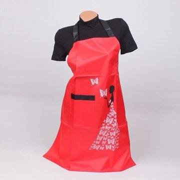 Гумирана готварска престилка в червен цвят