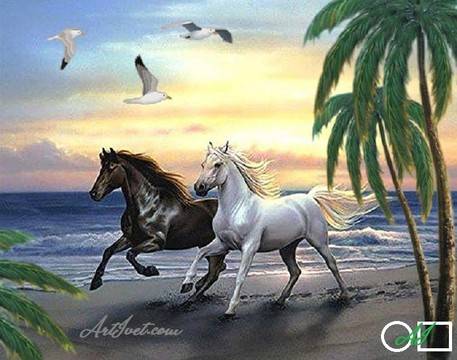 Диамантен гоблен ПРЕПУСКАЩИ КОНЕ ПОД ПИСЪКА НА ЧАЙКИТЕ