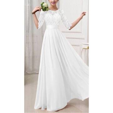 БЯЛА РОКЛЯ ШИФОН И ДАНТЕЛА