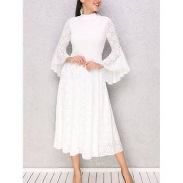 ЕЛЕГАНТНА РОКЛЯ С ШИРОК РЪКАВ