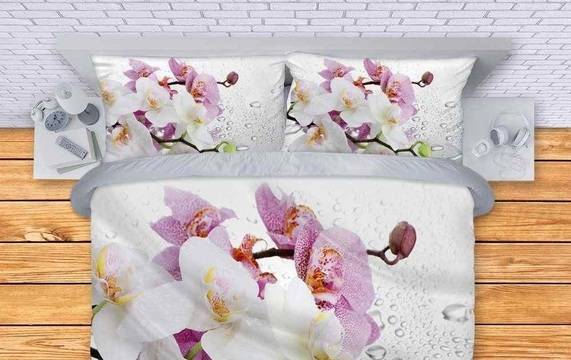 Комплект спално бельо с нежни орхидеи. Модел – 002-009