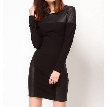 ПАМУЧНА РОКЛЯ С КОЖА