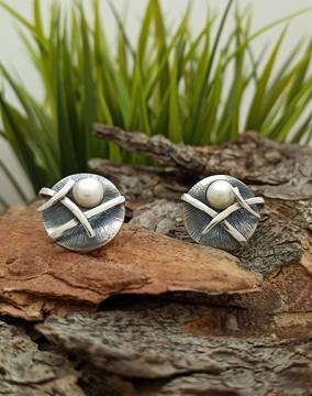 Дамски сребърни обеци с перла 889E