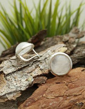 Дамски сребърни обеци с розов кварц 1378E