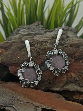 ДАМСКИ СРЕБЪРНИ ОБЕЦИ 1094EK с розов кварц Студио Николас