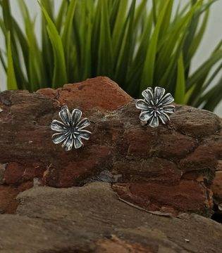 Дамски сребърни обеци с цветя 1163E