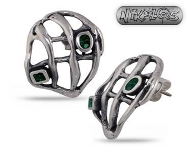 Дамски сребърни обеци с емайл