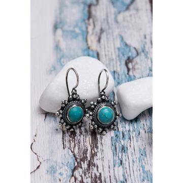 Дамски сребърни обеци с тюркоаз