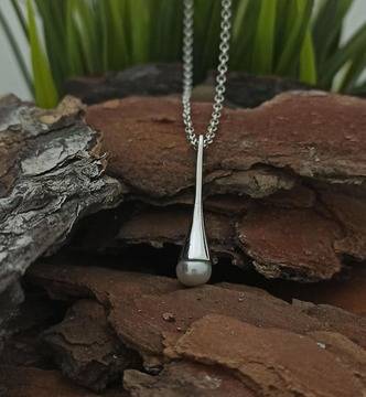 Дамски сребърен медальон с перла 1239M