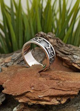 Мъжки сребърен пръстен с йероглифи 333T