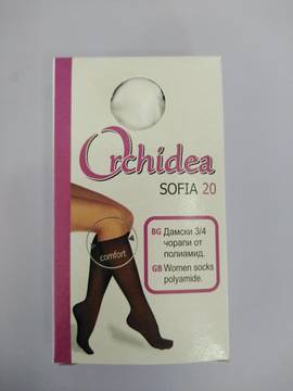 Малена – магазин за гладки три четвърти чорапи до колената Орхидея бели чорапи до коляно