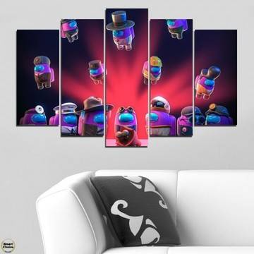 Декоративно пано за стена от 5 части за геймъри – Among Us – В Космоса – HD-5019