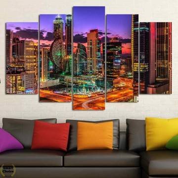Декоративно пано за стена от 5 части – „Дубай – Бизнес център“ – HD-978