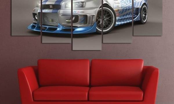 Декоративно пано – картина за стена от 5 части – Nissan Skyline GT-R сив – HD-5036