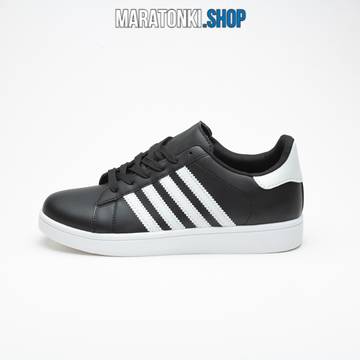 Мъжки черни кецове с бели ленти