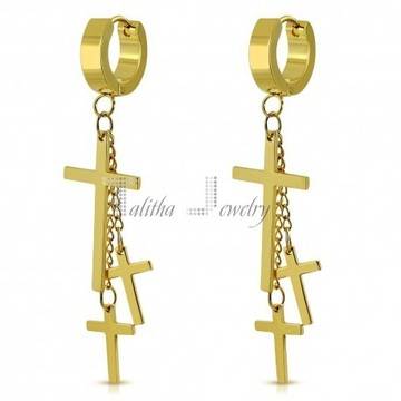 Златисти обеци с кръстове