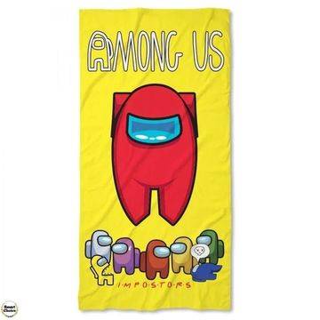 Хавлиена плажна кърпа 5 размера – Among Us Самозванци – жълто