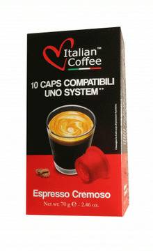 Кафе капсули Italian Coffee Expresso Cremoso съвместими с UNO система на Illy и Kimbo, 10 бр.