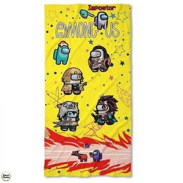 Хавлиена плажна кърпа 5 размера – Among Us жълта. Модел – K-3164