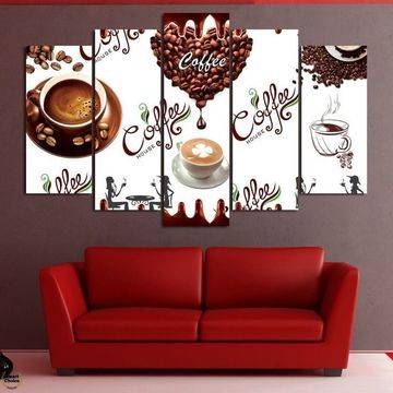 Декоративно пано – картина за стена от 5 части – Coffee House. HD-5045