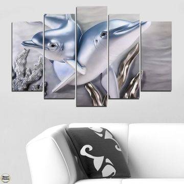Декоративно пано – картина за стена от 5 части – Влюбени делфини. HD-5046