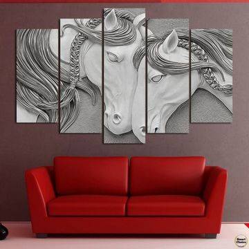 Декоративно пано – картина за стена от 5 части – Влюбени коне. HD-5047