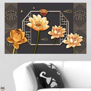 Картина пано за стена от 1 част – Оранжеви цветя. HD-5050-1