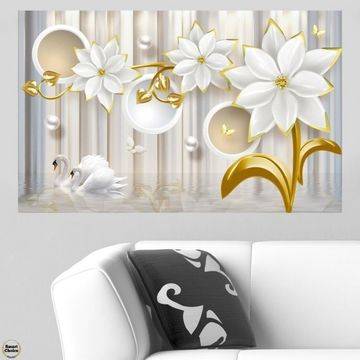 Картина пано за стена от 1 част - Нежни бели цветя. HD-5051-1