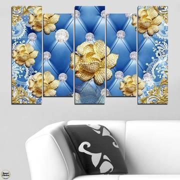 Декоративно пано – картина за стена от 5 части – Златни рози. HD-5055 – Smart Choice