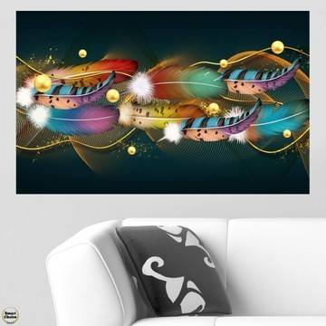 Картина пано за стена от 1 част – Разноцветни пера. HD-5057-1