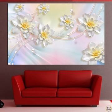 Картина пано за стена от 1 част – Нежни бели цветя. HD-5061-1