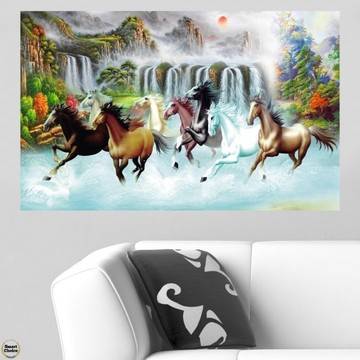 Картина пано за стена от 1 част – Стадо препускащи коне. HD-5068-1
