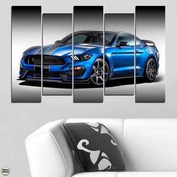 Декоративно пано – картина за стена от 5 части – Ford Mustang Shelby GT500 – Син. HD-5077 – Smart Choice