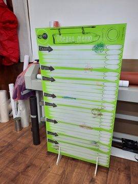 Меню табела от прозрачен плексиглас за многократно писане