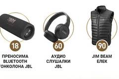 Спечелете JBL преносими колонки и аудио слушалки и Jim Beam елеци