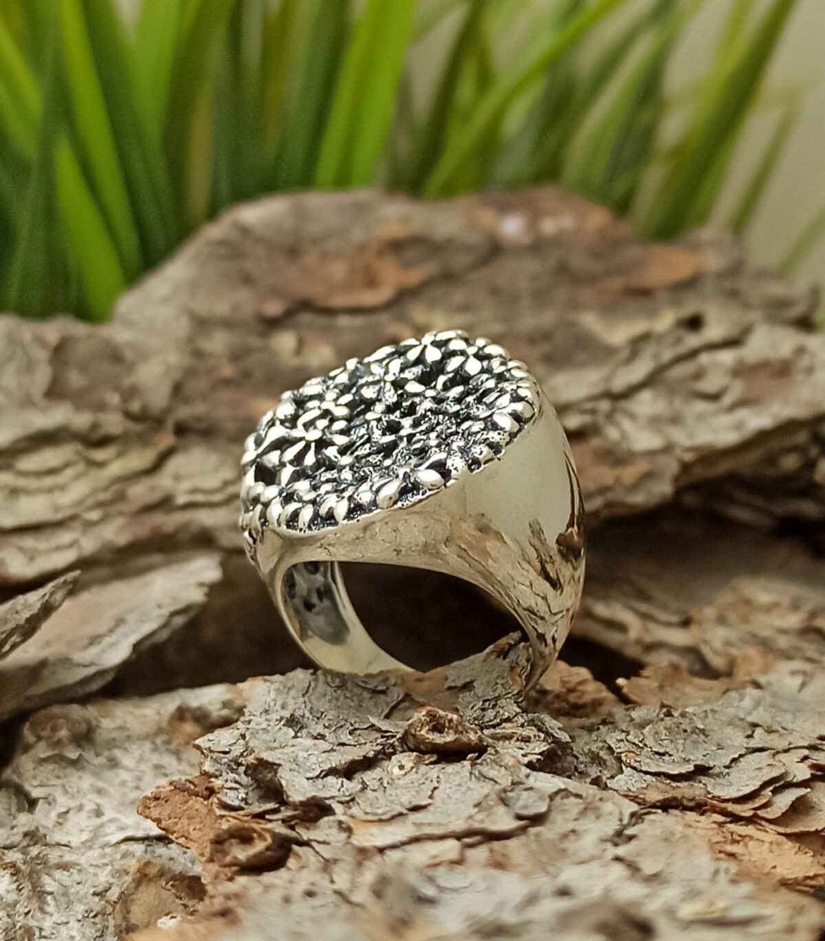 Масивен сребърен пръстен „Тайната градина“ на бижутерия Николас