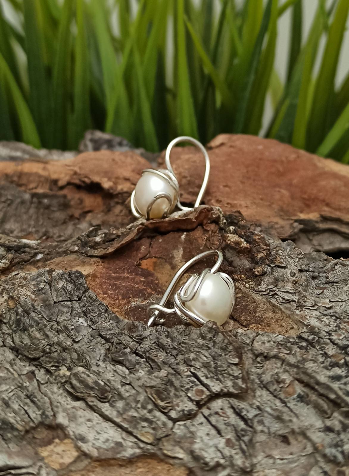 Дамски сребърни обеци с перла 1017E – Студио Николас